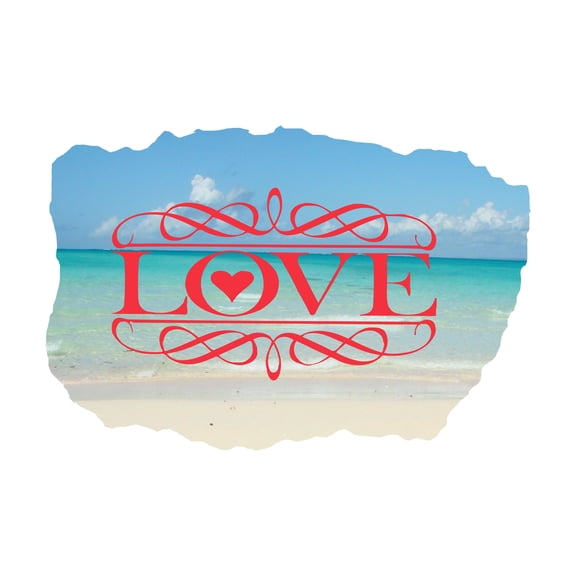 Sign Wall Decals for Children Bedroom - Eye Tempting Beach View Background LOVE DIY & Creativity Boy Girl Bedroom Wall Sticker - Size: 10 In x 7 In