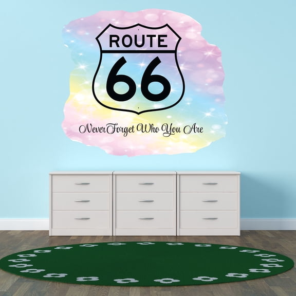 Sign Wall Decals for Dad Garage - Route 66 Road Sign Sign DIY & Creativity Boy Girl Bedroom Wall Sticker - Size: 10 In x 9 In