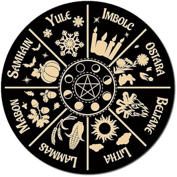 Sign Wood Decor Round Black Wooden Wall Art Sculpture Hanging Wreaths Witch Decoration Cutout for Home Front Door Porch Living Room Coffee Bar Gift Christmas Farmhouse 11.8 Inch