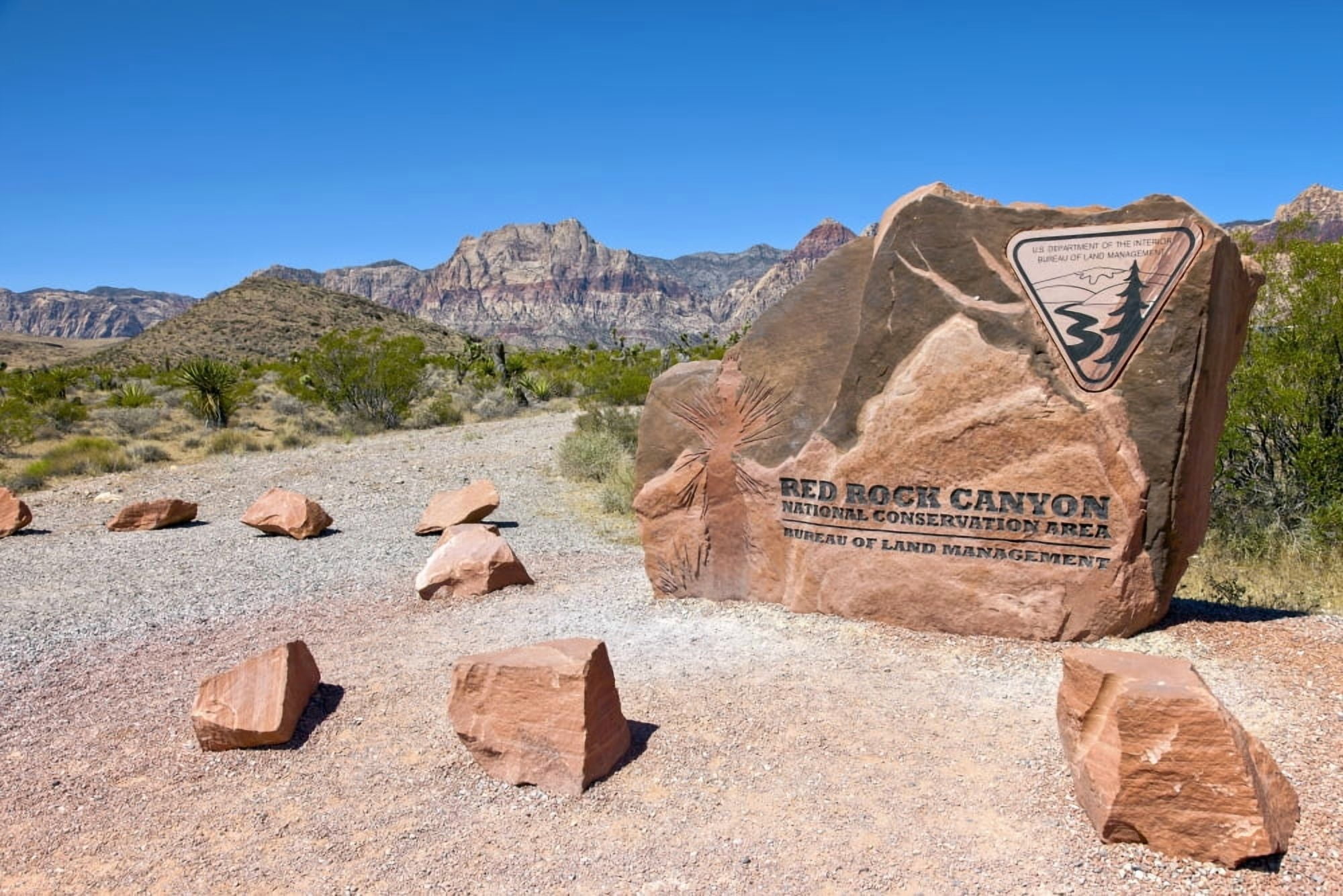 Sign on rock Red Rock Canyon National Conservation Area near Las Vegas Nevada USA Canvas Art - Panoramic Images (27 x 9)