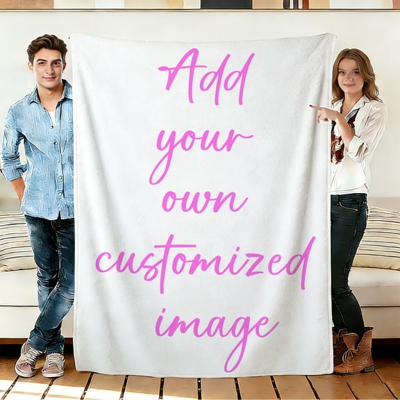 SignBloc Custom Photo Sherpa Blanket Personalized Throw Blanket Upload Your Custom Image Soft Warm Fleece Blanket for Sofa Bed Travel Holiday Gift, 40" x 50"