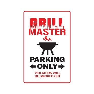 GRILL MASTER Aluminum Sign BBQ cookout tailgating cook dad burger hot dogs | Indoor/Outdoor | 10" Tall