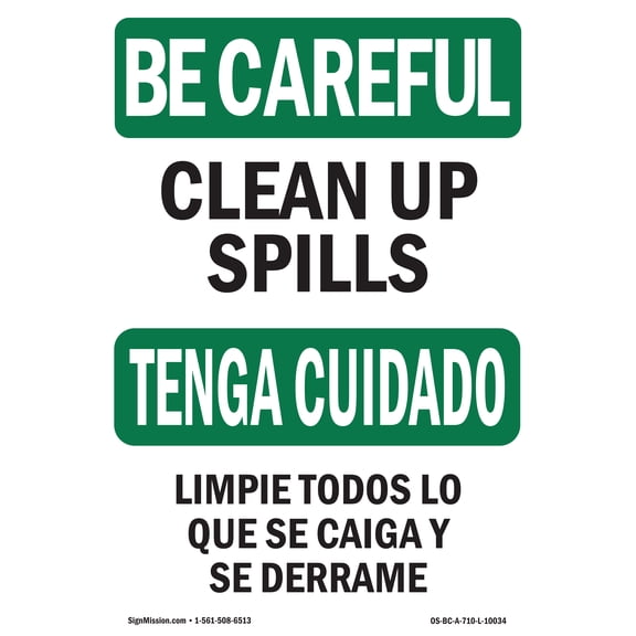 OSHA BE CAREFUL Sign - Keep This Place Clean Orderly Bilingual | Aluminum Sign | Protect Your Business, Work Site, Warehouse & Shop Area | Made in the USA