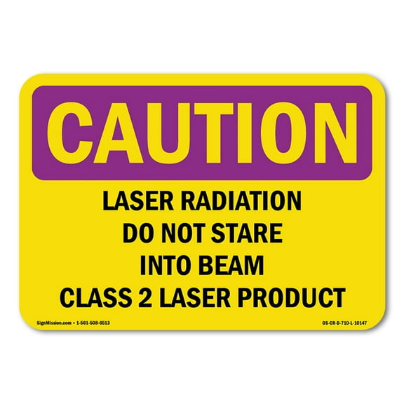 OSHA CAUTION RADIATION Sign - Laser Radiation Do Not Stare Into Beam Class | Aluminum Sign | Protect Your Business, Work Site, Warehouse | Made in the USA