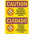 thumbnail image 1 of SignMission OS-CR-A-1014-L-10195 10 x 14 in. OSHA Caution Radiation Sign - Turn Off Cell Phones Bilingual, 1 of 6