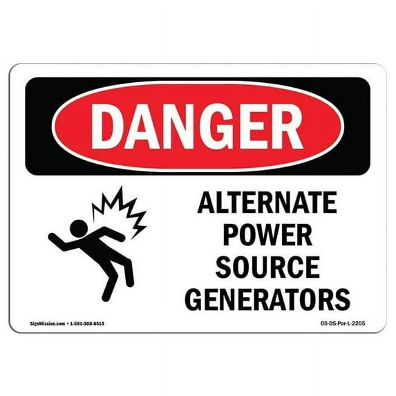SignMission OS-DS-A-1014-L-2205 10 x 14 in. OSHA Danger Sign - Alternate Power Source Generators