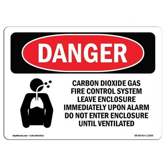 SignMission OS-DS-A-1014-L-2169 10 x 14 in. OSHA Danger Sign - Carbon Dioxide Gas Fire