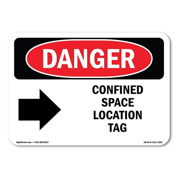 OSHA Danger Sign - Confined Space Location Tag |  Aluminum Sign | Protect Your Business, Construction Site, Warehouse & Shop Area |  Made in The USA