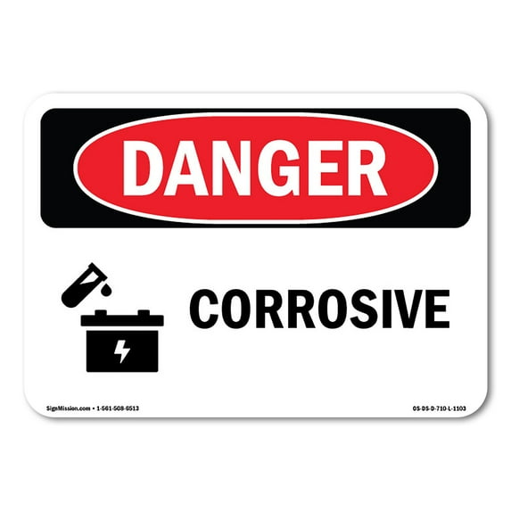 SignMission OS-DS-A-1014-L-1103 10 x 14 in. OSHA Danger Sign - Corrosive