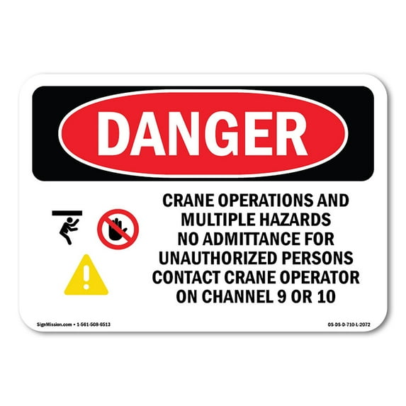 OSHA Danger Sign - Crane Operations And | Aluminum Sign | Protect Your Business, Construction Site, Warehouse & Shop Area | Made in The USA