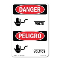 OSHA Danger Sign - Custom Volts Bilingual |  Aluminum Sign | Protect Your Business, Construction Site, Warehouse & Shop Area |  Made in The USA