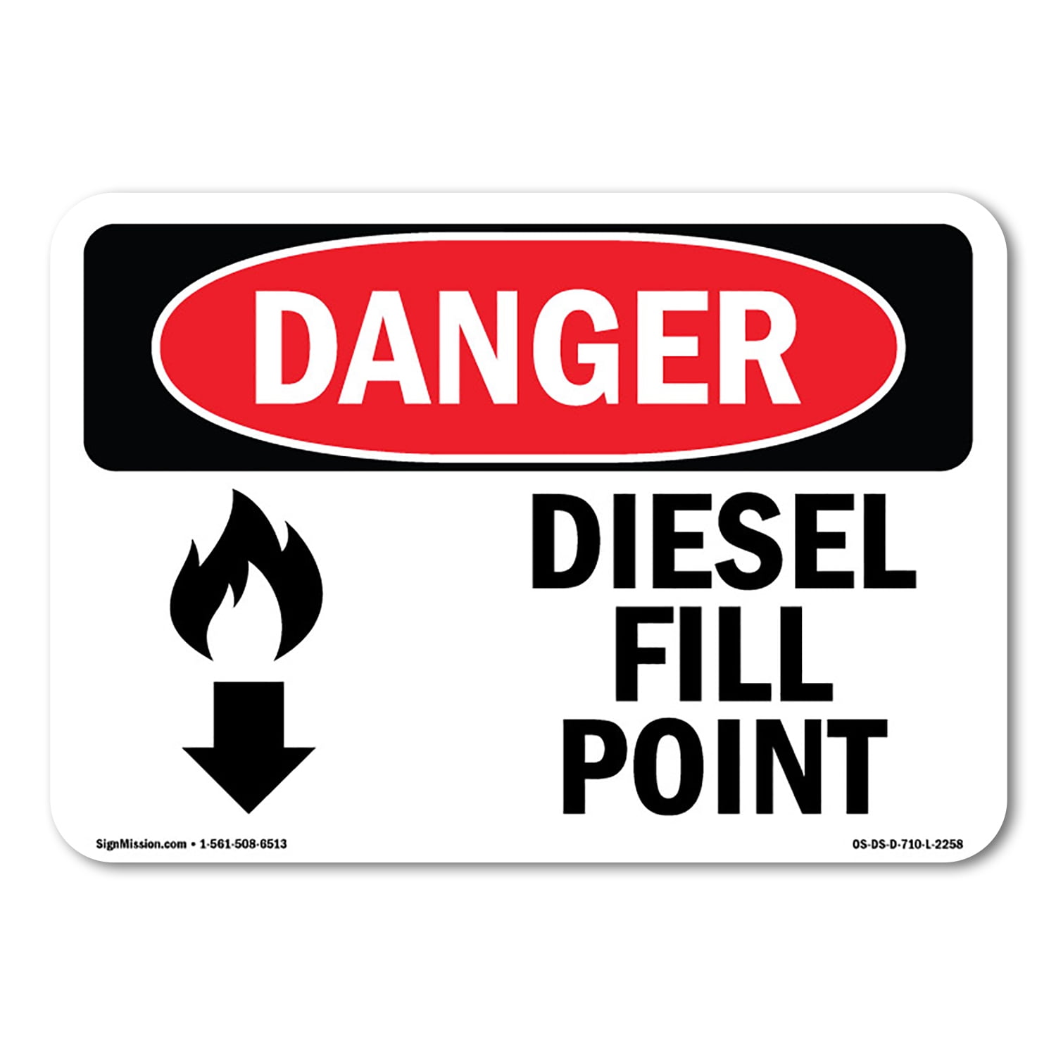 OSHA Danger Sign - Diesel Fill Point [Down Arrow] | Aluminum Sign ...