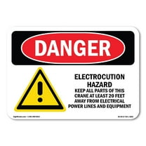 SignMission OS-DS-A-1014-L-1822 10 x 14 in. OSHA Danger Sign - Electrocution Hazard Crane