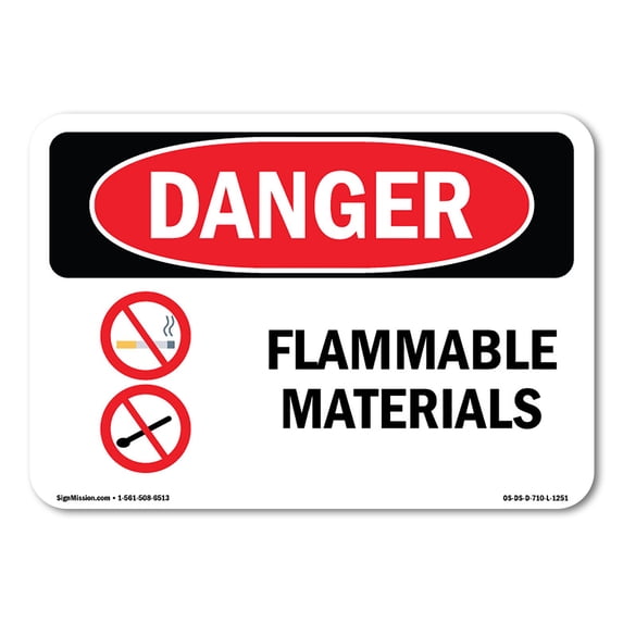 OSHA Danger Sign - Flammable Materials | Aluminum Sign | Protect Your Business, Construction Site, Warehouse & Shop Area | Made in The USA