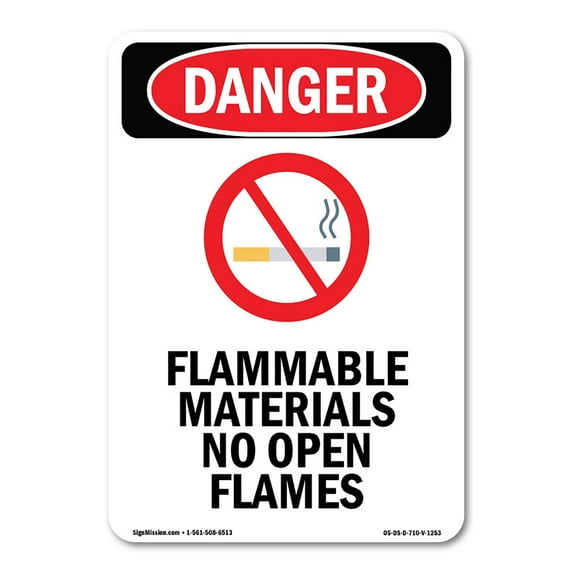 SignMission OS-DS-A-1014-V-1253 10 x 14 in. OSHA Danger Sign - Flammable Materials
