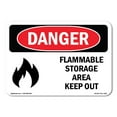 thumbnail image 1 of OSHA Danger Sign - Flammable Storage Area Keep Out |  Aluminum Sign | Protect Your Business, Construction Site, Warehouse & Shop Area |  Made in The USA, 1 of 6