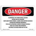 thumbnail image 1 of OSHA Danger Sign - Flammable Or Combustible Liquids Vapors |  Aluminum Sign | Protect Your Business, Construction Site, Shop Area |  Made in The USA, 1 of 6