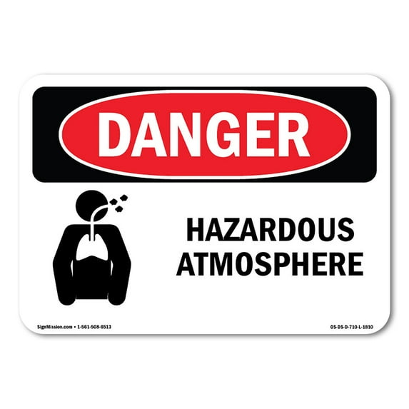 SignMission OS-DS-A-1014-L-1810 10 x 14 in. OSHA Danger Sign - Hazardous Atmosphere