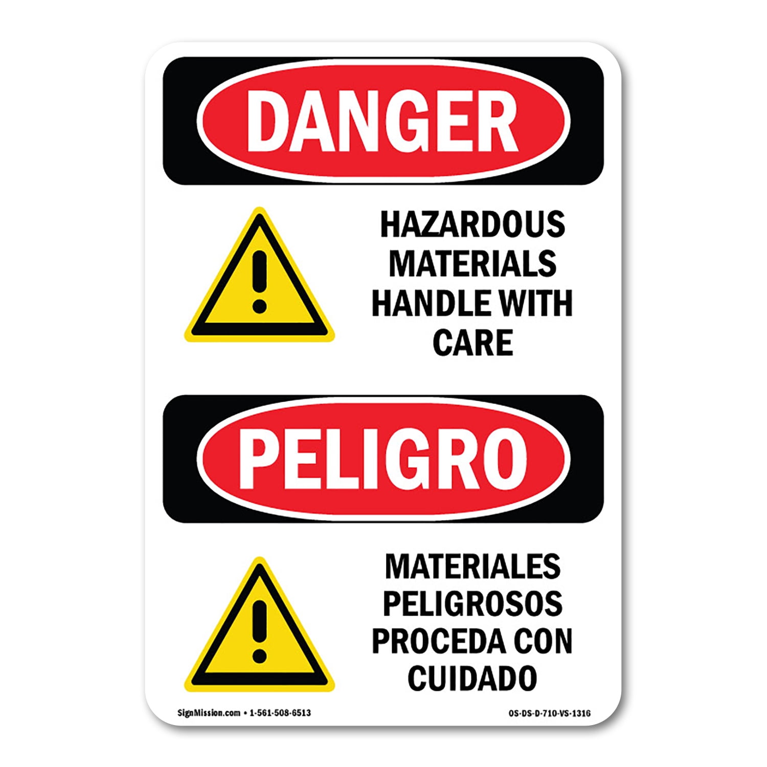 SignMission OS-DS-A-1014-VS-1316 10 x 14 in. OSHA Danger Sign ...