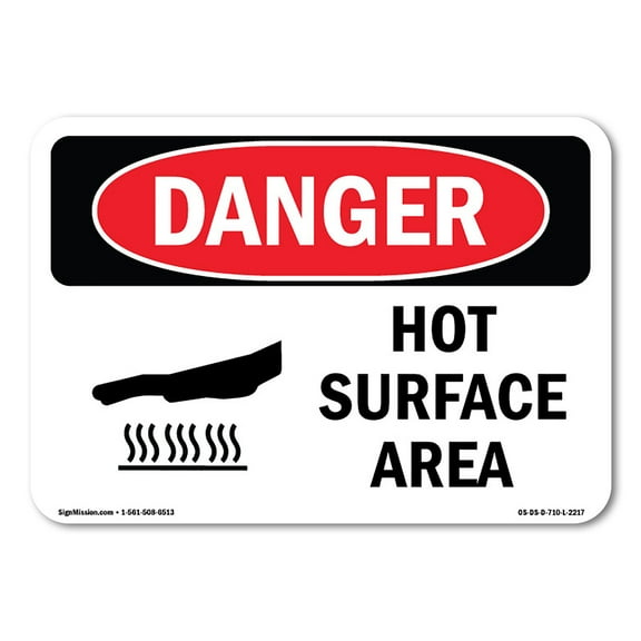SignMission OS-DS-A-1014-L-2217 10 x 14 in. OSHA Danger Sign - Hot Surfaces in This Area
