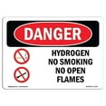 thumbnail image 1 of OSHA Danger Sign - Hydrogen No Smoking No Open Flames |  Aluminum Sign | Protect Your Business, Construction Site, Warehouse & Shop Area |  Made in The USA, 1 of 6