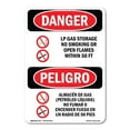 thumbnail image 1 of SignMission OS-DS-A-1014-VS-1444 10 x 14 in. OSHA Danger Sign - LP Gas Storage No Smoking 50 FT Bilingual, 1 of 6