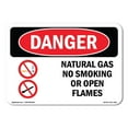 thumbnail image 1 of OSHA Danger Sign - Natural Gas No Smoking Or Open Flames |  Aluminum Sign | Protect Your Business, Construction Site, Shop Area |  Made in The USA, 1 of 6