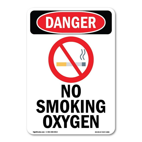 SignMission OS-DS-A-1014-V-1486 10 x 14 in. OSHA Danger Sign - No Smoking Oxygen