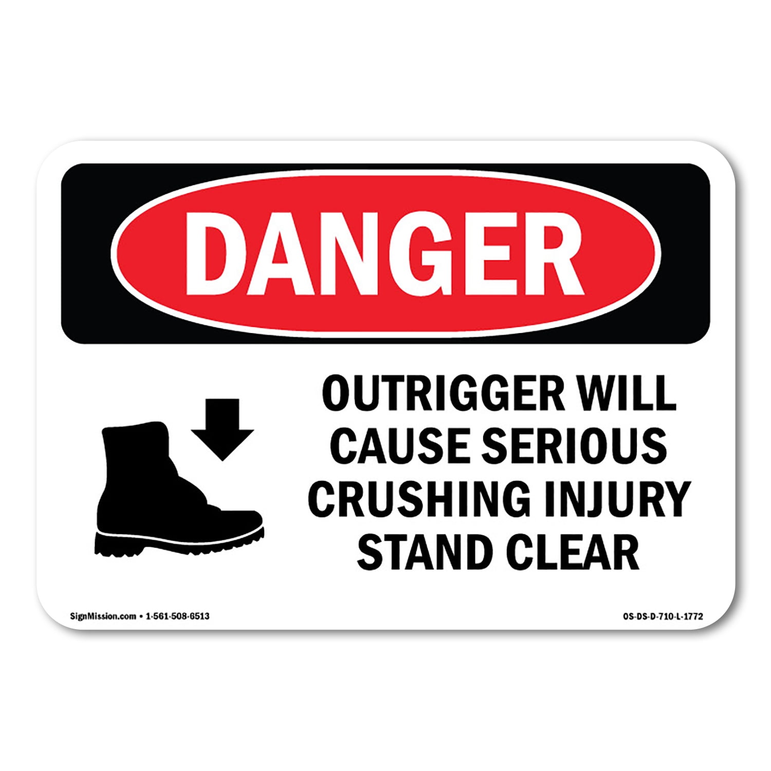 SignMission OS-DS-A-1014-L-1772 10 x 14 in. OSHA Danger Sign ...