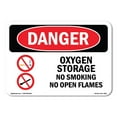 thumbnail image 1 of OSHA Danger Sign - Oxygen Storage No Smoking No Open Flames |  Aluminum Sign | Protect Your Business, Construction Site, Shop Area |  Made in The USA, 1 of 6