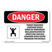 SignMission OS-DS-A-1014-L-1685 10 x 14 in. OSHA Danger Sign - Permit Required Confined Space