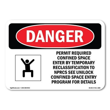 SignMission OS-DS-A-1014-L-1685 10 x 14 in. OSHA Danger Sign - Permit Required Confined Space
