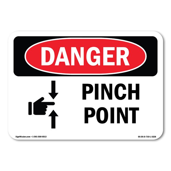SignMission OS-DS-A-1014-L-1528 10 x 14 in. OSHA Danger Sign - Pinch Point