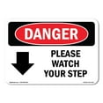 thumbnail image 1 of OSHA Danger Sign - Please Watch Your Step [Down Arrow] |  Aluminum Sign | Protect Your Business, Construction Site, Warehouse & Shop Area |  Made in The USA, 1 of 6