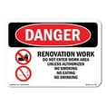 thumbnail image 1 of OSHA Danger Sign - Renovation Work Do Not Enter Work Area |  Aluminum Sign | Protect Your Business, Construction Site, Shop Area |  Made in The USA, 1 of 6