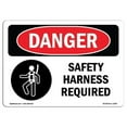 thumbnail image 1 of SignMission OS-DS-A-1014-L-1565 10 x 14 in. OSHA Danger Sign - Safety Harness Required, 1 of 6