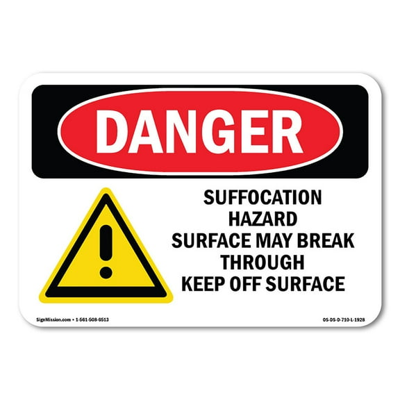 SignMission OS-DS-A-1014-L-1928 10 x 14 in. OSHA Danger Sign - Suffocation Hazard