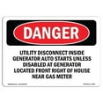 thumbnail image 1 of OSHA Danger Sign - Utility Disconnect Inside Generator Auto |  Aluminum Sign | Protect Your Business, Construction Site, Shop Area |  Made in The USA, 1 of 6