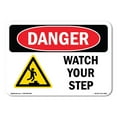 thumbnail image 1 of SignMission OS-DS-A-1014-L-2086 10 x 14 in. OSHA Danger Sign - Watch Your Step, 1 of 6