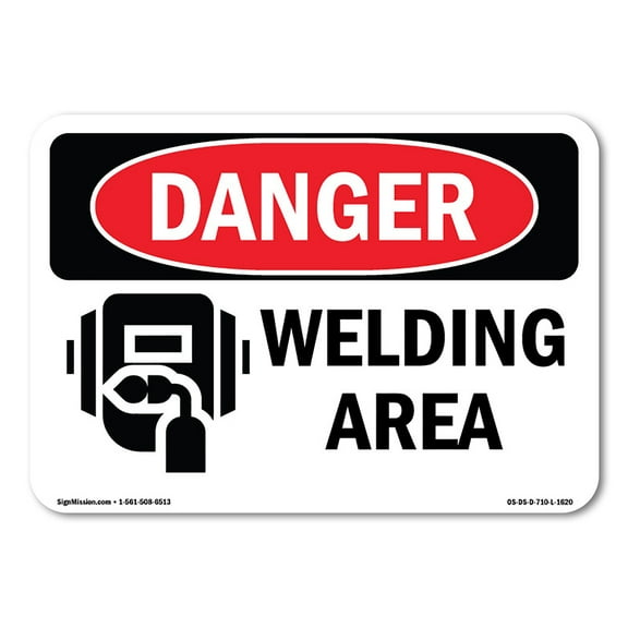 SignMission OS-DS-A-1014-L-1620 10 x 14 in. OSHA Danger Sign - Welding Area