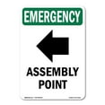 thumbnail image 1 of OSHA EMERGENCY Sign - Assembly Point [Left Arrow] With Symbol | Aluminum Sign | Protect Your Business, Work Site, Warehouse & Shop Area | Made in the USA, 1 of 6