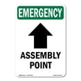 thumbnail image 1 of OSHA EMERGENCY Sign - Assembly Point [Up Arrow] With Symbol | Aluminum Sign | Protect Your Business, Work Site, Warehouse & Shop Area | Made in the USA, 1 of 6