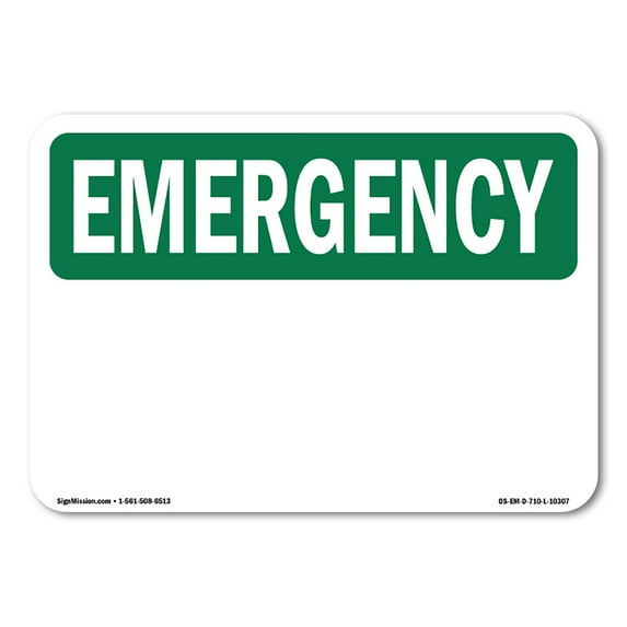 OSHA EMERGENCY Sign - Blank Write-On | Aluminum Sign | Protect Your Business, Construction Site, Warehouse & Shop Area | Made in the USA