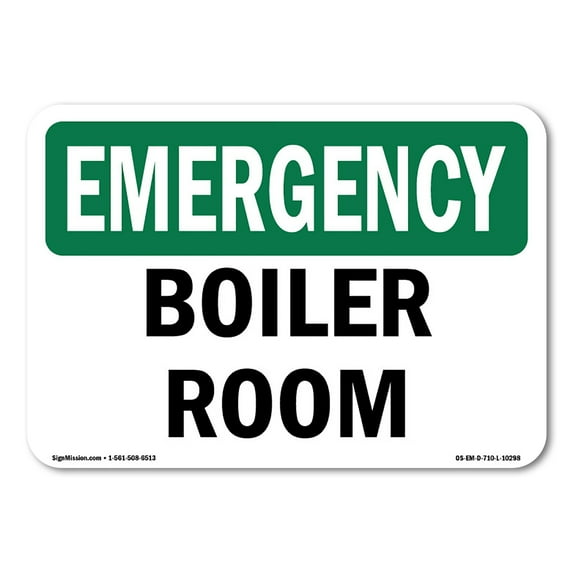 OSHA EMERGENCY Sign - Boiler Room | Aluminum Sign | Protect Your Business, Construction Site, Warehouse & Shop Area | Made in the USA