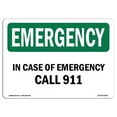 thumbnail image 1 of OSHA EMERGENCY Sign - In Case Of Call 911 | Aluminum Sign | Protect Your Business, Construction Site, Warehouse & Shop Area | Made in the USA, 1 of 6