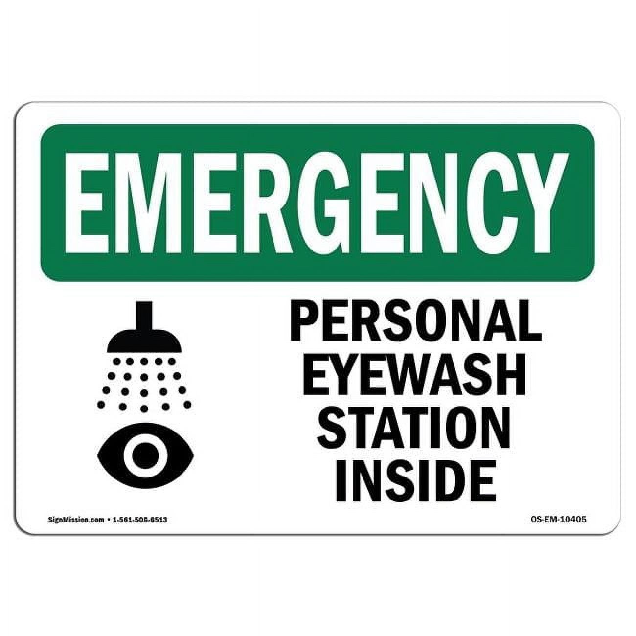 SignMission 10 x 14 in. OSHA Emergency Sign - Personal Eyewash Station ...