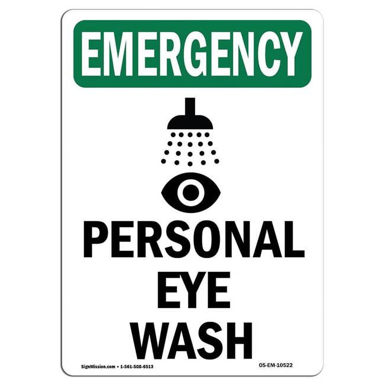 SignMission 10 x 14 in. OSHA Emergency Sign - Personal Eyewash Station ...
