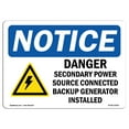 thumbnail image 1 of OSHA Notice Sign - Danger Secondary Power Source |  Aluminum Sign | Protect Your Business, Construction Site, Warehouse & Shop Area |  Made in the USA, 1 of 6