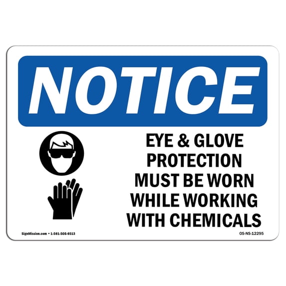 OSHA Notice Sign - Eye & Glove Protection Must | Aluminum Sign | Protect Your Business, Construction Site, Warehouse & Shop Area | Made in the USA