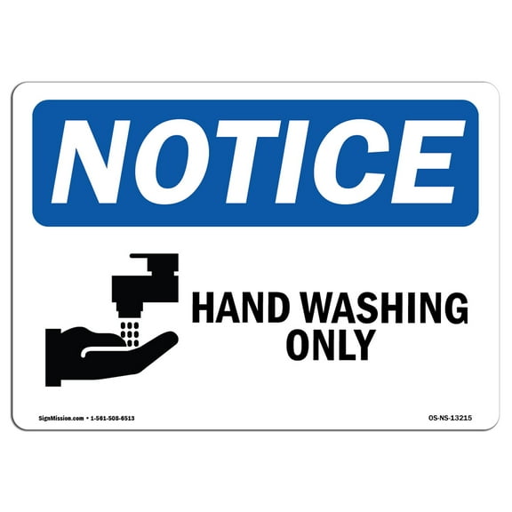 OSHA Notice Sign - Hand Washing Only |  Aluminum Sign | Protect Your Business, Construction Site, Warehouse & Shop Area |  Made in the USA